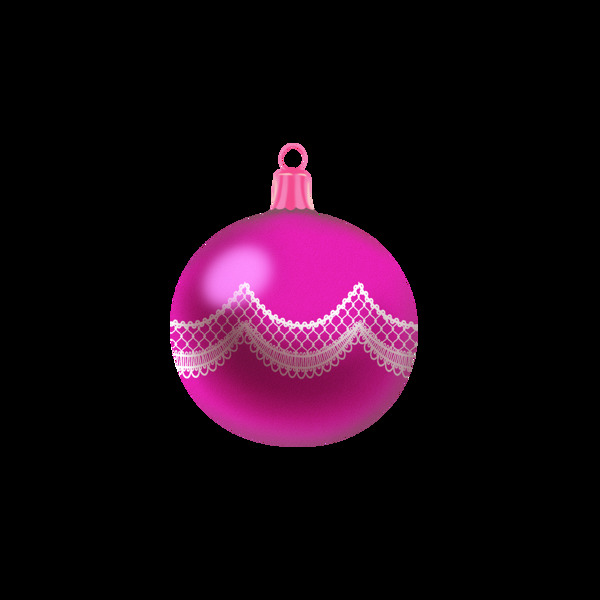 手绘圣诞装饰球紫色粉色蕾丝创意可商用元素