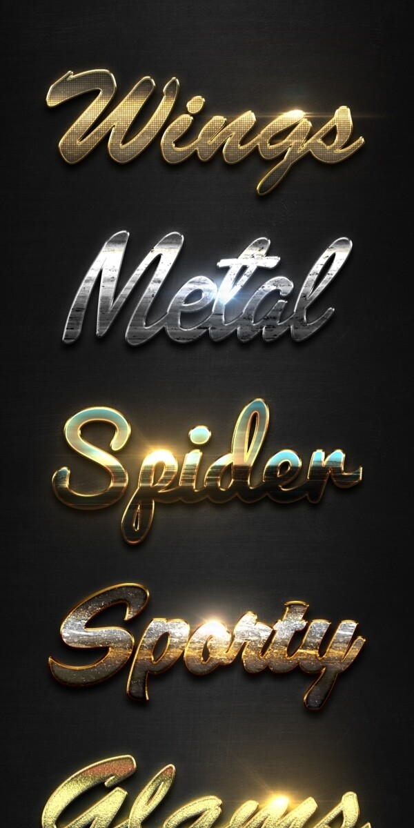 金属质感3D文字样式