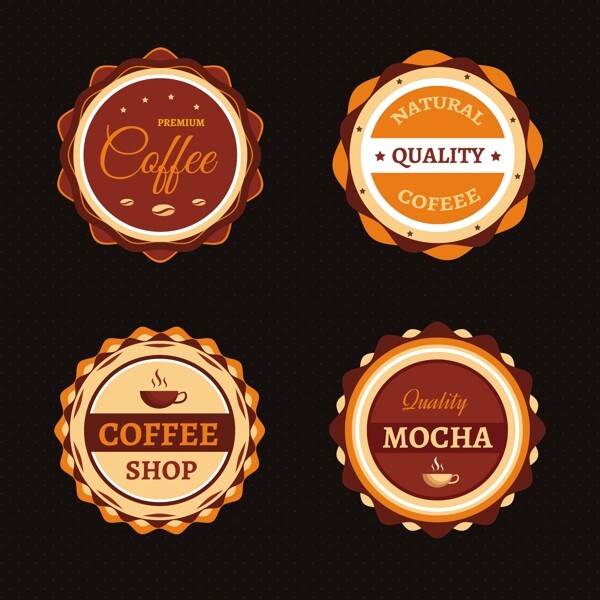 各种咖啡促销标签贴纸矢量素材