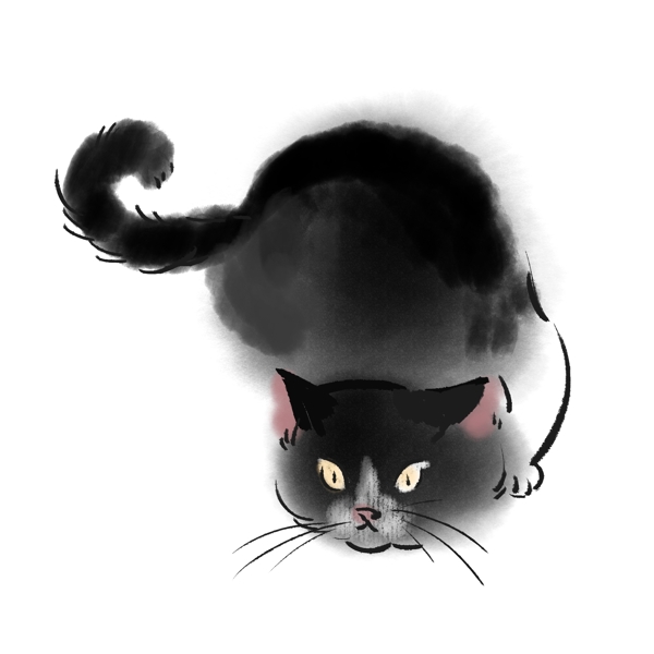 黑色水墨猫咪