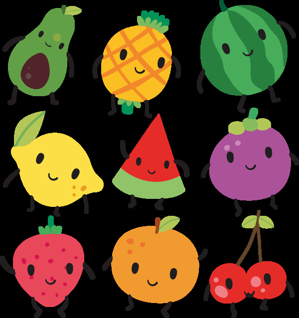 各种水果可爱表情图标免抠png透明素材