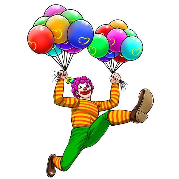 可爱卡通的拿气球小丑