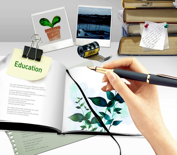 设计元素写字书本书籍照片桌面书签图片psd分层素材源文件09韩国设计元素