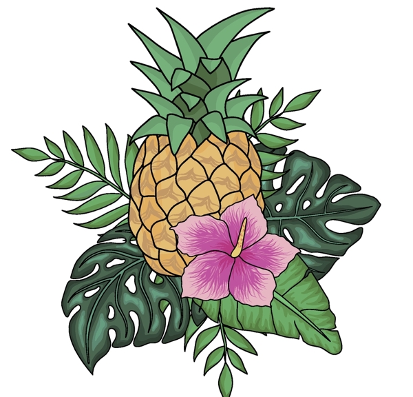 热带水果植物装饰图案