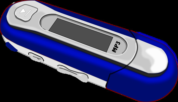 一个蓝色的旧式的MP3播放器