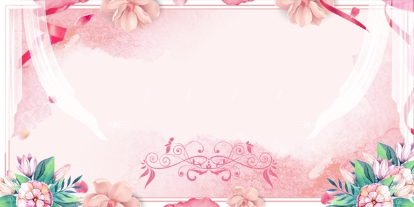 浪漫唯美粉色花卉背景设计