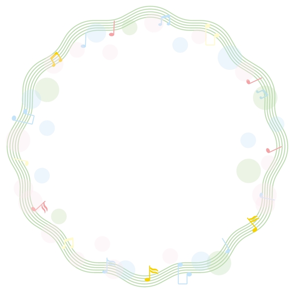 绿色小清新可爱音符气泡矢量边框