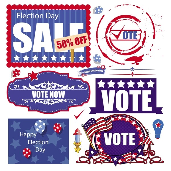 美国选举日销售图形向量集