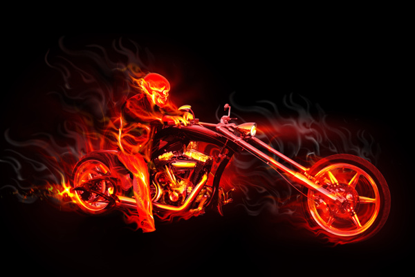 高清视觉火焰摩托车手