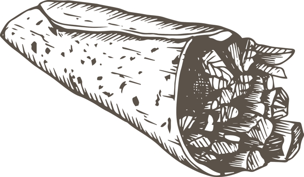 黑白手绘线稿卡通美食薯条装饰图案元素设计