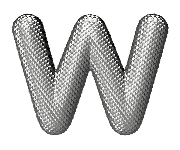 立体银色字母W图片