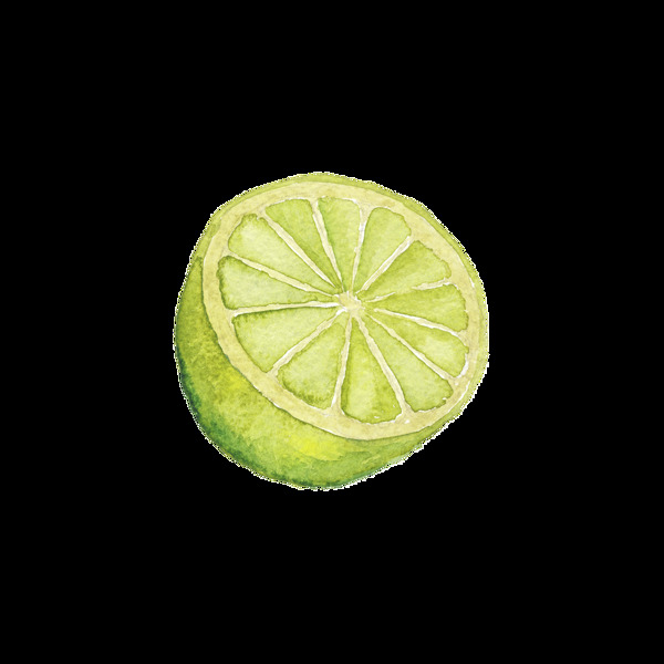 绿色手绘柠檬卡通透明水果素材