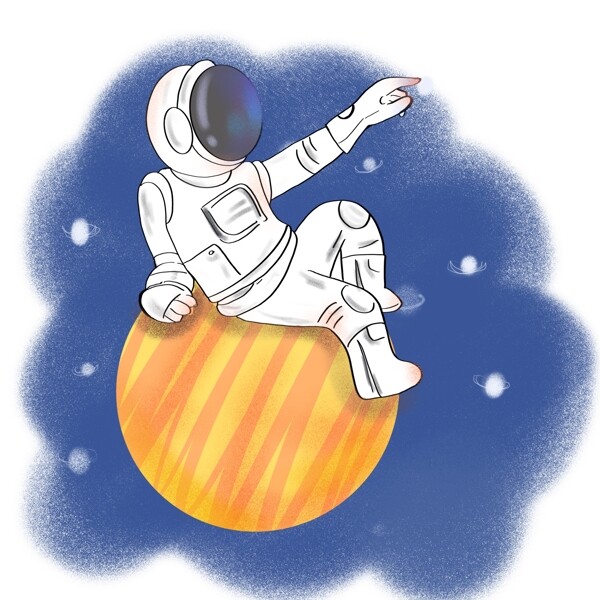 宇航员太空月亮卡通元素