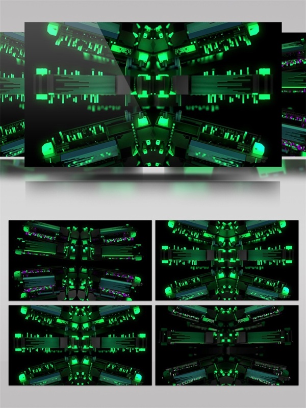 绿光装饰的机器旋转视频素材