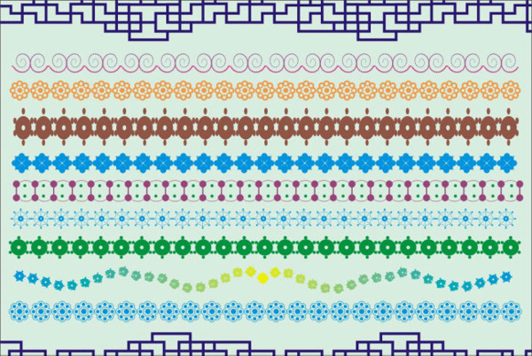 中国古典花朵边框设计矢量素材