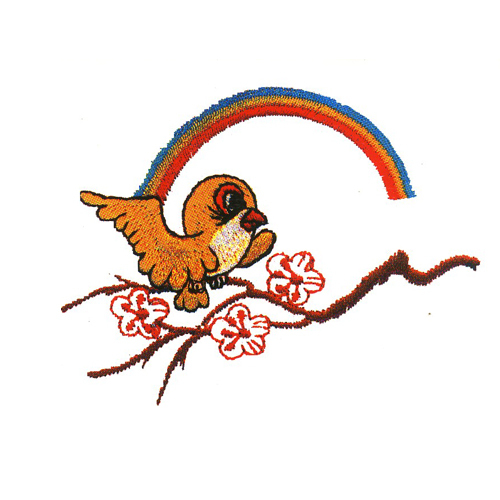 绣花动物鸟类卡通彩虹免费素材