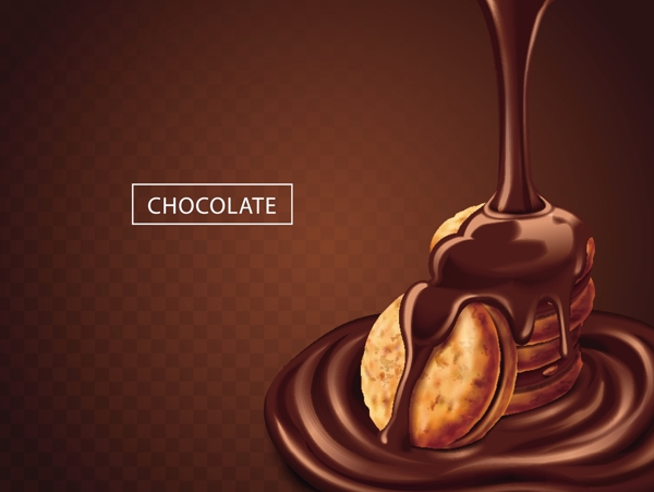 巧克力饼干海报矢量