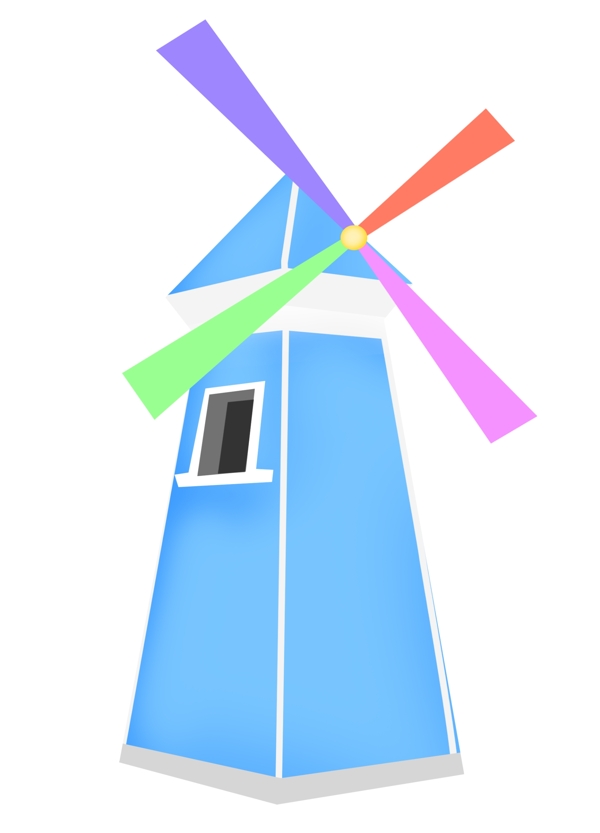彩色的风车建筑插画