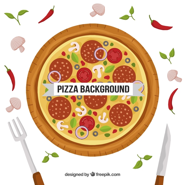 平板设计中美味比萨的背景