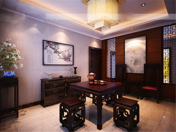 家居中式餐厅模型