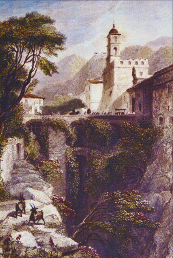 古堡风景油画图片