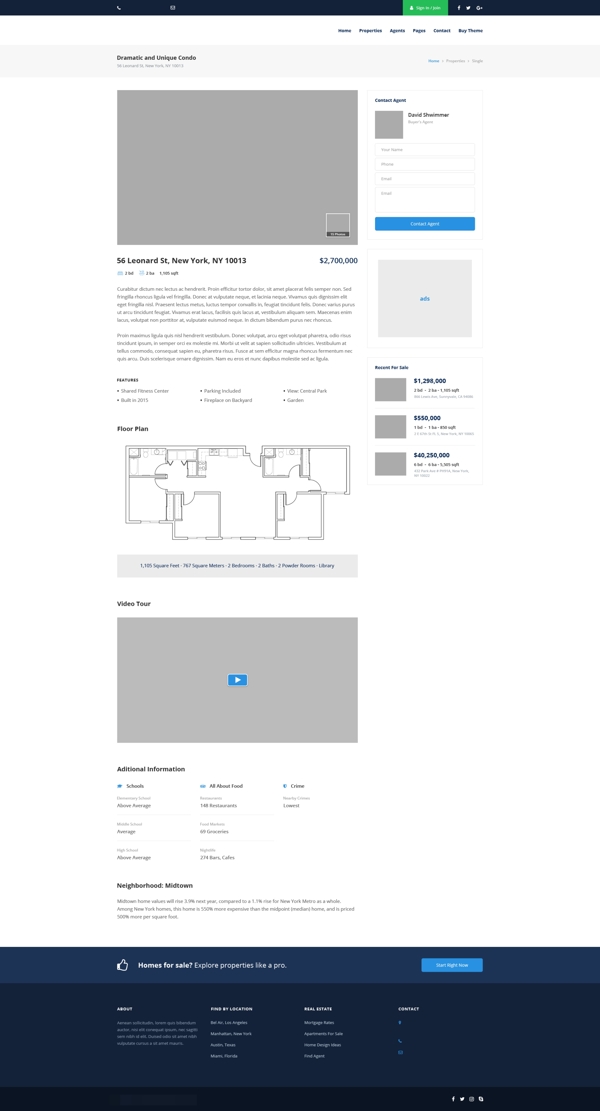 简约房地产网站单个产品介绍页面PSD模板