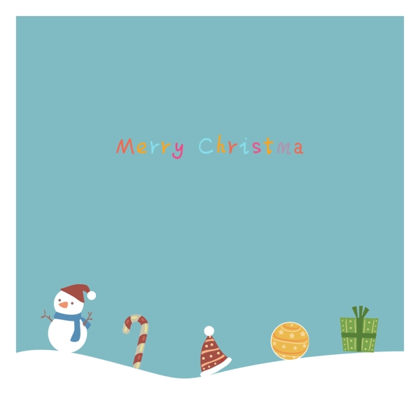 蓝色的简单雪人圣诞背景