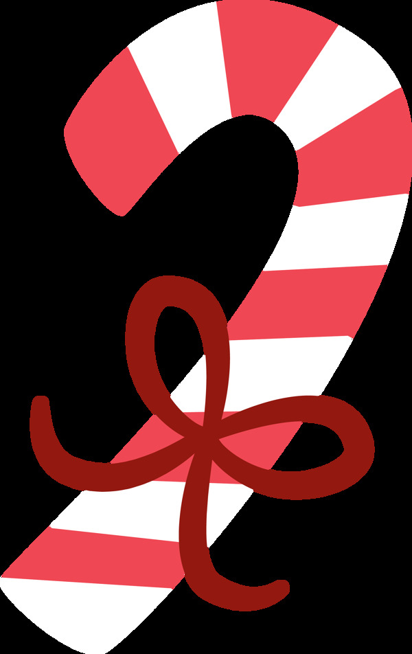 卡通圣诞条纹拐杖蝴蝶结元素