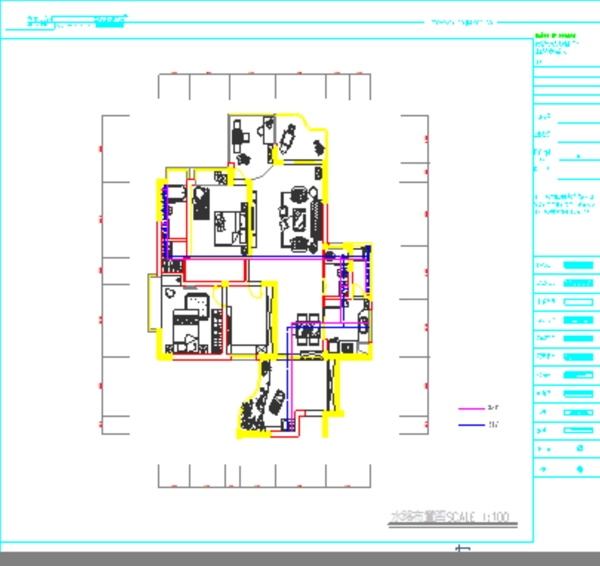 套内115平米的矢量图水电路图图片