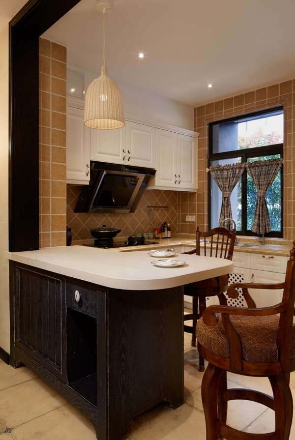 现代开放式厨房室内设计装修效果图