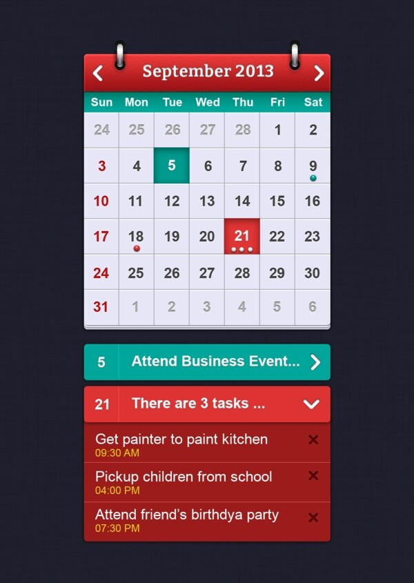 ios日历界面PSD素材