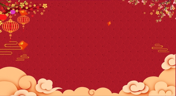 红色大气梅花猪年新春背景素材