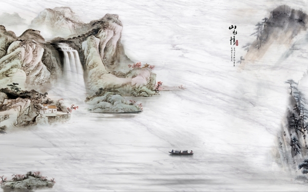 大理石山水壁画