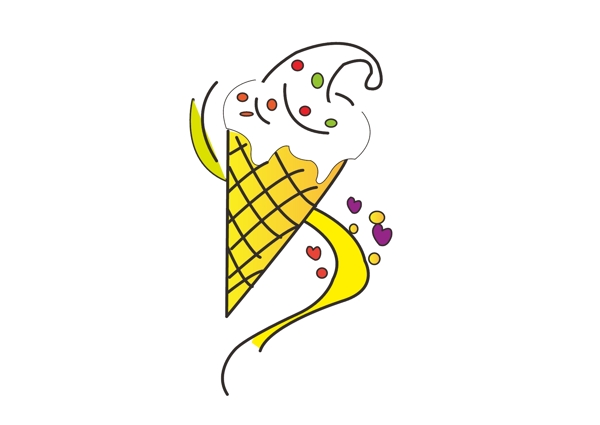 卡通矢量手绘冰淇淋