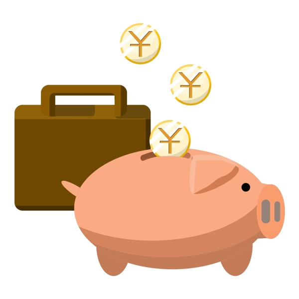 金融黄色的小猪插画