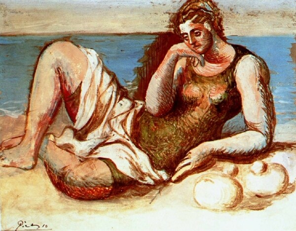 1919Baigneuse西班牙画家巴勃罗毕加索抽象油画人物人体油画装饰画