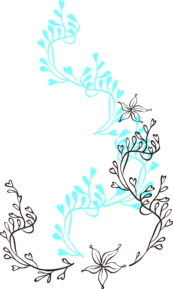 矢量手绘海草植物花纹