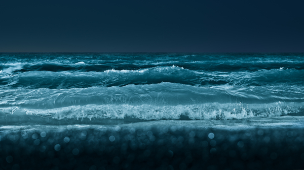 夜晚海浪风景图片
