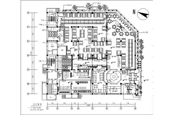 新中式中餐饮空间室内设计平面图