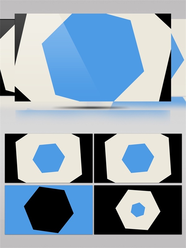 黑白蓝多边形图案动画视频素材