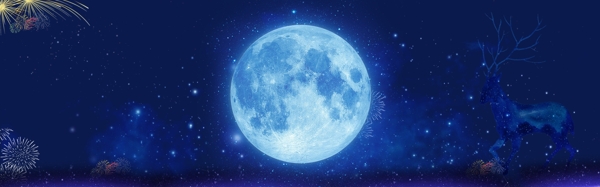 电商星空蓝色月亮背景