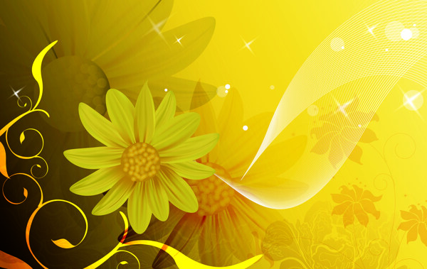 花朵梦幻黄色移门图片