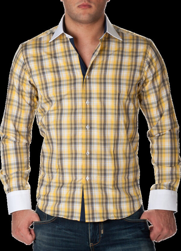 黄色格子衬衫免抠png透明图层素材