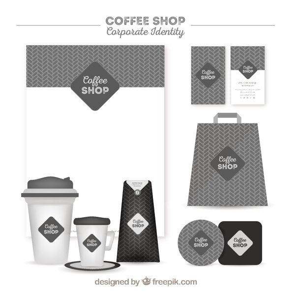 几何灰咖啡店企业形象