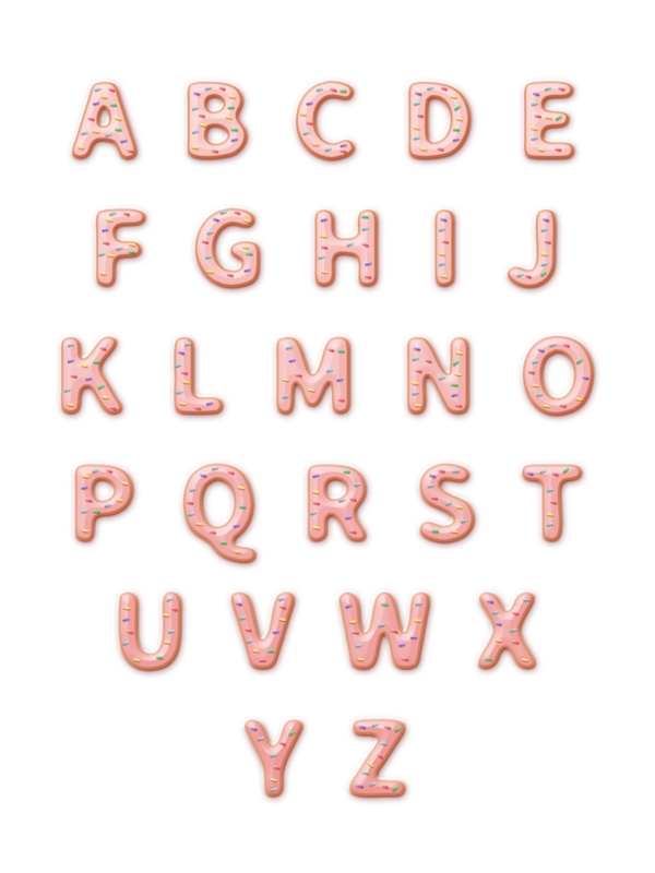 可自由组合的可爱甜甜圈糖衣英文字母