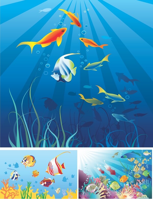 简单的矢量图形插画的海底世界