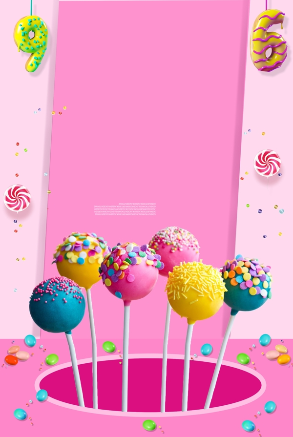 粉色美味棒棒糖新品背景素材