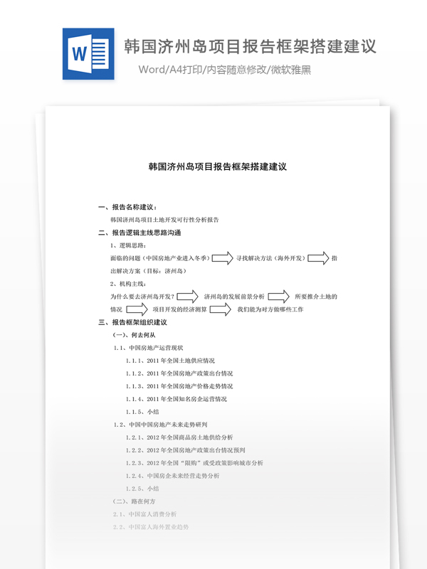 韩国济州岛项目框架搭建建议word文档模板