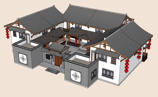 合院3D模型图片
