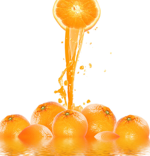 动感橙汁水柱水滴图片